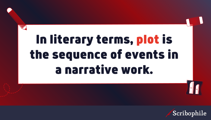 In literary terms, plot is the sequence of events in a narrative work.