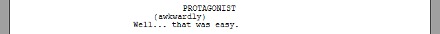 An example of left-justified text in a screenplay manuscript.