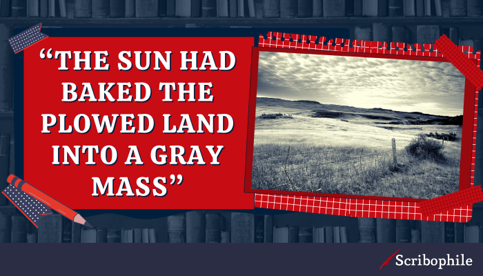 “The sun had baked the plowed land into a gray mass”