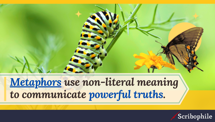 Metaphors use non-literal meaning to communicate powerful truths. 