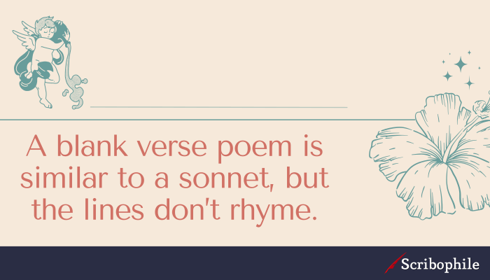 A blank verse poem is similar to a sonnet, but the lines don’t rhyme.