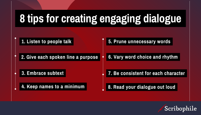 Eight tips for creating engaging dialogue.