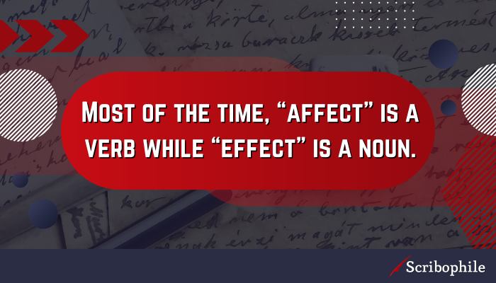 A helpful mnemonic device is RAVEN: Remember Affect is a Verb, Effect is a Noun