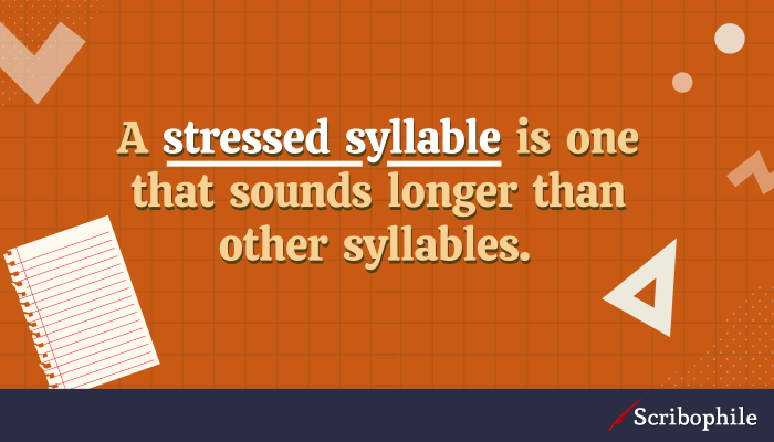 A stressed syllable is one that sounds longer than other syllables. 