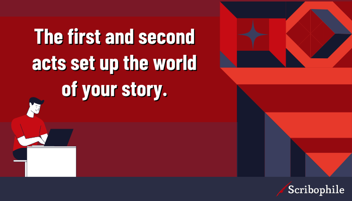 The first and second acts set up the world of your story.