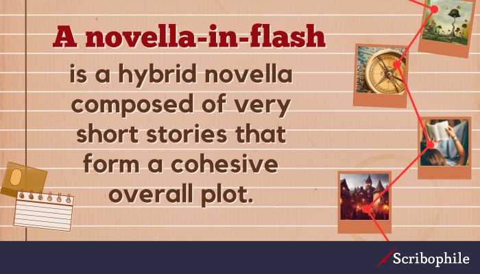 A novella-in-flash is a hybrid novella composed of very short stories that form a cohesive overall plot.