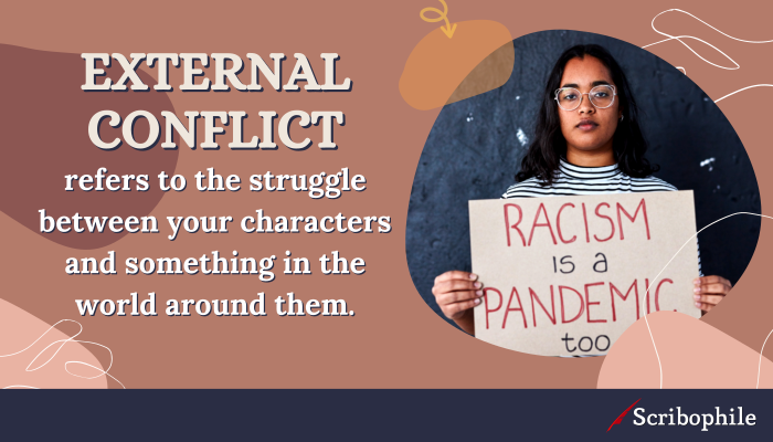 External conflict refers to the struggle between your characters and something in the world around them.