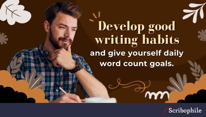 Develop good writing habits and give yourself daily word count goals.