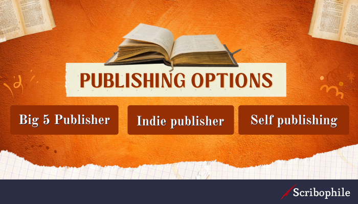 [Image: three-branch graph under “Publishing options”: Big 5 Publisher; Indie publisher; Self publishing]