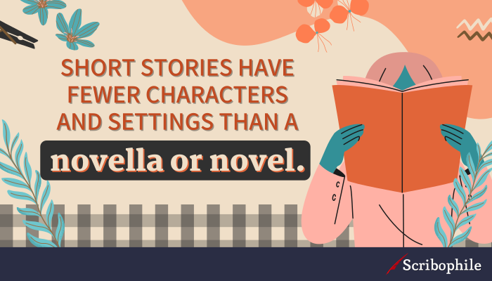 Short stories have fewer characters and settings than a novella or novel.